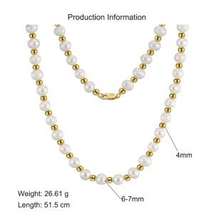 925 Sterling Silver Fresh Water Pearl Beads Necklace 80100068
