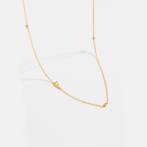 925 Sterling Silver Gold Tone Letters Zirconia Necklace 80100076 925 Sterling Silver Gold Tone Letters Zirconia Necklace 80100076