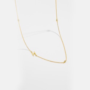 925 Sterling Silver Gold Tone Letters Zirconia Necklace 80100076 925 Sterling Silver Gold Tone Letters Zirconia Necklace 80100076