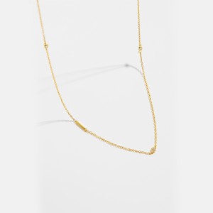 925 Sterling Silver Gold Tone Letters Zirconia Necklace 80100076 925 Sterling Silver Gold Tone Letters Zirconia Necklace 80100076