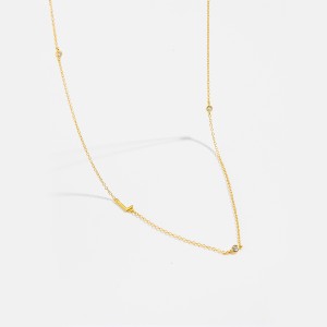 925 Sterling Silver Gold Tone Letters Zirconia Necklace 80100076 925 Sterling Silver Gold Tone Letters Zirconia Necklace 80100076