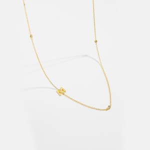 925 Sterling Silver Gold Tone Letters Zirconia Necklace 80100076 925 Sterling Silver Gold Tone Letters Zirconia Necklace 80100076