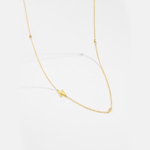 925 Sterling Silver Gold Tone Letters Zirconia Necklace 80100076 925 Sterling Silver Gold Tone Letters Zirconia Necklace 80100076