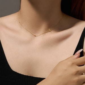 925 Sterling Silver Gold Tone Letters Zirconia Necklace 80100076 925 Sterling Silver Gold Tone Letters Zirconia Necklace 80100076