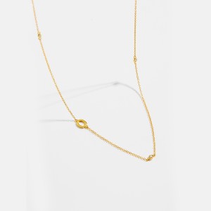 925 Sterling Silver Gold Tone Letters Zirconia Necklace 80100076 925 Sterling Silver Gold Tone Letters Zirconia Necklace 80100076