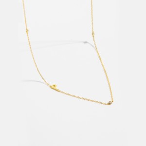 925 Sterling Silver Gold Tone Letters Zirconia Necklace 80100076 925 Sterling Silver Gold Tone Letters Zirconia Necklace 80100076