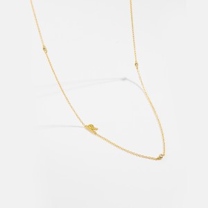 925 Sterling Silver Gold Tone Letters Zirconia Necklace 80100076 925 Sterling Silver Gold Tone Letters Zirconia Necklace 80100076