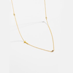 925 Sterling Silver Gold Tone Letters Zirconia Necklace 80100076 925 Sterling Silver Gold Tone Letters Zirconia Necklace 80100076