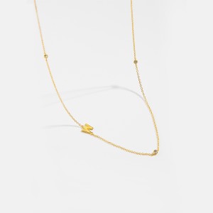 925 Sterling Silver Gold Tone Letters Zirconia Necklace 80100076 925 Sterling Silver Gold Tone Letters Zirconia Necklace 80100076