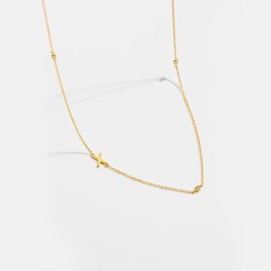 925 Sterling Silver Gold Tone Letters Zirconia Necklace 80100076 925 Sterling Silver Gold Tone Letters Zirconia Necklace 80100076