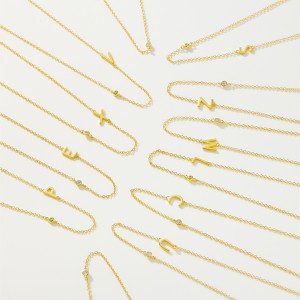 925 Sterling Silver Gold Tone Letters Zirconia Necklace 80100076 925 Sterling Silver Gold Tone Letters Zirconia Necklace 80100076