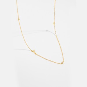 925 Sterling Silver Gold Tone Letters Zirconia Necklace 80100076 925 Sterling Silver Gold Tone Letters Zirconia Necklace 80100076
