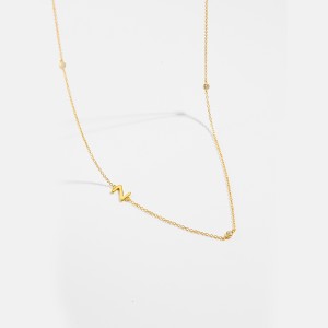 925 Sterling Silver Gold Tone Letters Zirconia Necklace 80100076 925 Sterling Silver Gold Tone Letters Zirconia Necklace 80100076