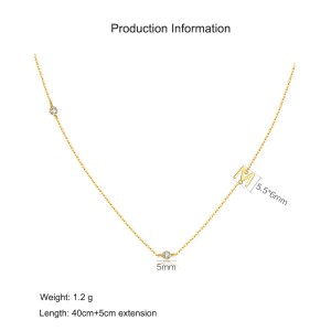925 Sterling Silver Gold Tone Letters Zirconia Necklace 80100076 925 Sterling Silver Gold Tone Letters Zirconia Necklace 80100076