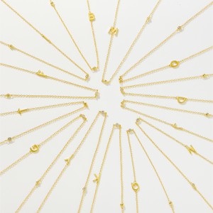 925 Sterling Silver Gold Tone Letters Zirconia Necklace 80100076 925 Sterling Silver Gold Tone Letters Zirconia Necklace 80100076