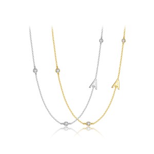 925 Sterling Silver Gold Tone Letters Zirconia Necklace 80100076 925 Sterling Silver Gold Tone Letters Zirconia Necklace 80100076