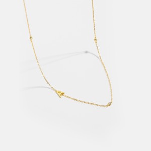 925 Sterling Silver Gold Tone Letters Zirconia Necklace 80100076 925 Sterling Silver Gold Tone Letters Zirconia Necklace 80100076