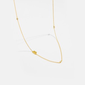 925 Sterling Silver Gold Tone Letters Zirconia Necklace 80100076 925 Sterling Silver Gold Tone Letters Zirconia Necklace 80100076