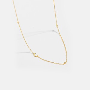 925 Sterling Silver Gold Tone Letters Zirconia Necklace 80100076 925 Sterling Silver Gold Tone Letters Zirconia Necklace 80100076