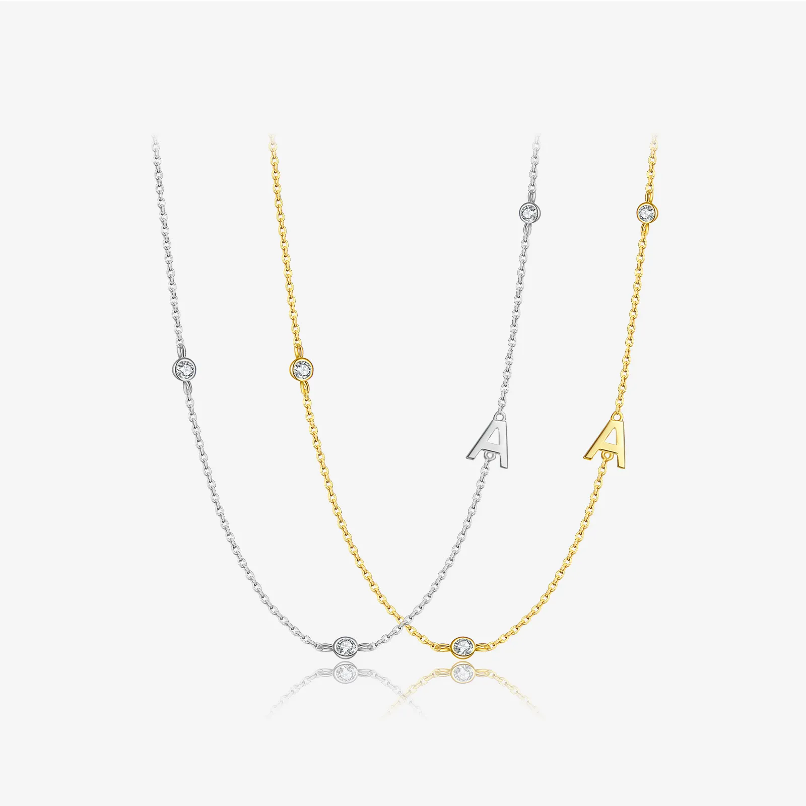 925 Sterling Silver Silver Tone Letters Zirconia Necklace 80100077