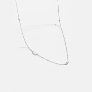 925 Sterling Silver Silver Tone Letters Zirconia Necklace 80100077