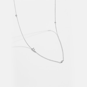 925 Sterling Silver Silver Tone Letters Zirconia Necklace 80100077
