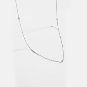 925 Sterling Silver Silver Tone Letters Zirconia Necklace 80100077