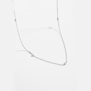 925 Sterling Silver Silver Tone Letters Zirconia Necklace 80100077