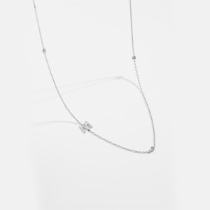 925 Sterling Silver Silver Tone Letters Zirconia Necklace 80100077