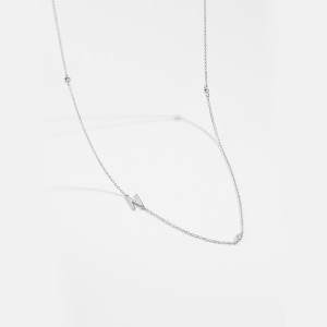 925 Sterling Silver Silver Tone Letters Zirconia Necklace 80100077