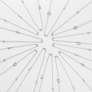 925 Sterling Silver Silver Tone Letters Zirconia Necklace 80100077