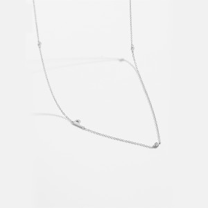 925 Sterling Silver Silver Tone Letters Zirconia Necklace 80100077