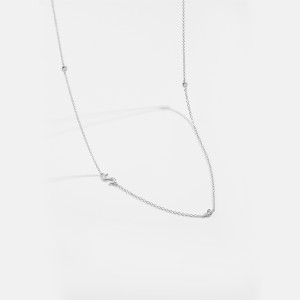 925 Sterling Silver Silver Tone Letters Zirconia Necklace 80100077