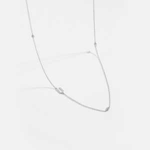 925 Sterling Silver Silver Tone Letters Zirconia Necklace 80100077