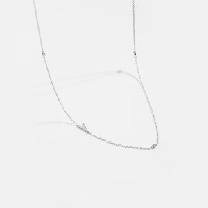 925 Sterling Silver Silver Tone Letters Zirconia Necklace 80100077