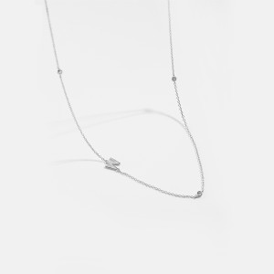 925 Sterling Silver Silver Tone Letters Zirconia Necklace 80100077