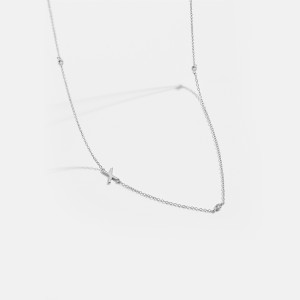 925 Sterling Silver Silver Tone Letters Zirconia Necklace 80100077