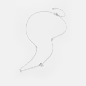 925 Sterling Silver Silver Tone Letters Zirconia Necklace 80100077