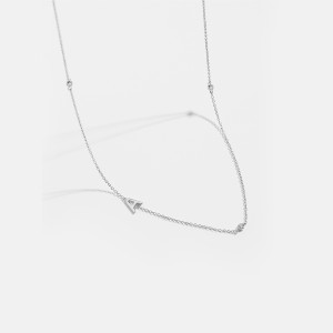 925 Sterling Silver Silver Tone Letters Zirconia Necklace 80100077