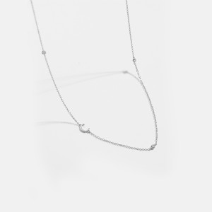 925 Sterling Silver Silver Tone Letters Zirconia Necklace 80100077