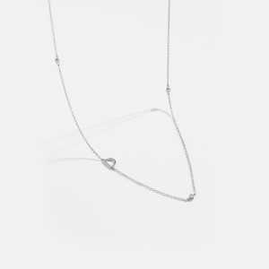 925 Sterling Silver Silver Tone Letters Zirconia Necklace 80100077