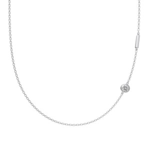 925 Sterling Silver Personalized Initial Alphabet Zircon Necklace 80100078