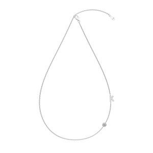 925 Sterling Silver Personalized Initial Alphabet Zircon Necklace 80100078