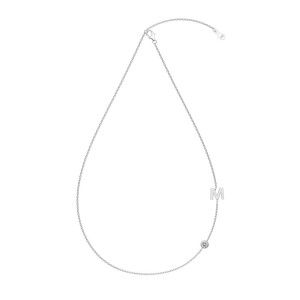 925 Sterling Silver Personalized Initial Alphabet Zircon Necklace 80100078