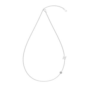 925 Sterling Silver Personalized Initial Alphabet Zircon Necklace 80100078