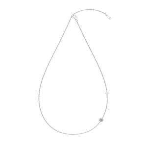 925 Sterling Silver Personalized Initial Alphabet Zircon Necklace 80100078