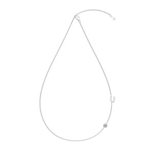 925 Sterling Silver Personalized Initial Alphabet Zircon Necklace 80100078