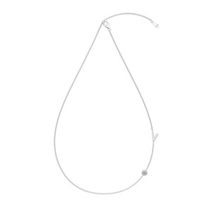 925 Sterling Silver Personalized Initial Alphabet Zircon Necklace 80100078