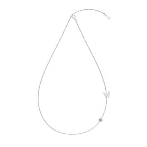 925 Sterling Silver Personalized Initial Alphabet Zircon Necklace 80100078