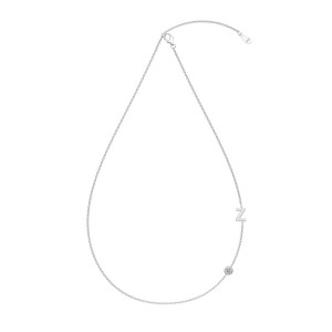925 Sterling Silver Personalized Initial Alphabet Zircon Necklace 80100078